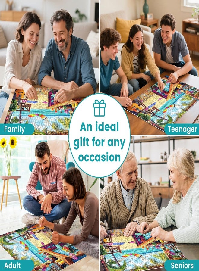 VOLUVOLU 500 Piece Puzzle for Adults, Vacation Jigsaw Puzzle, Seaside Bar Puzzles 500 Pieces Birthday Party for Family Adults Funny Puzzle, Fun and Challenging Family Games 20.5×15 in - Image 5